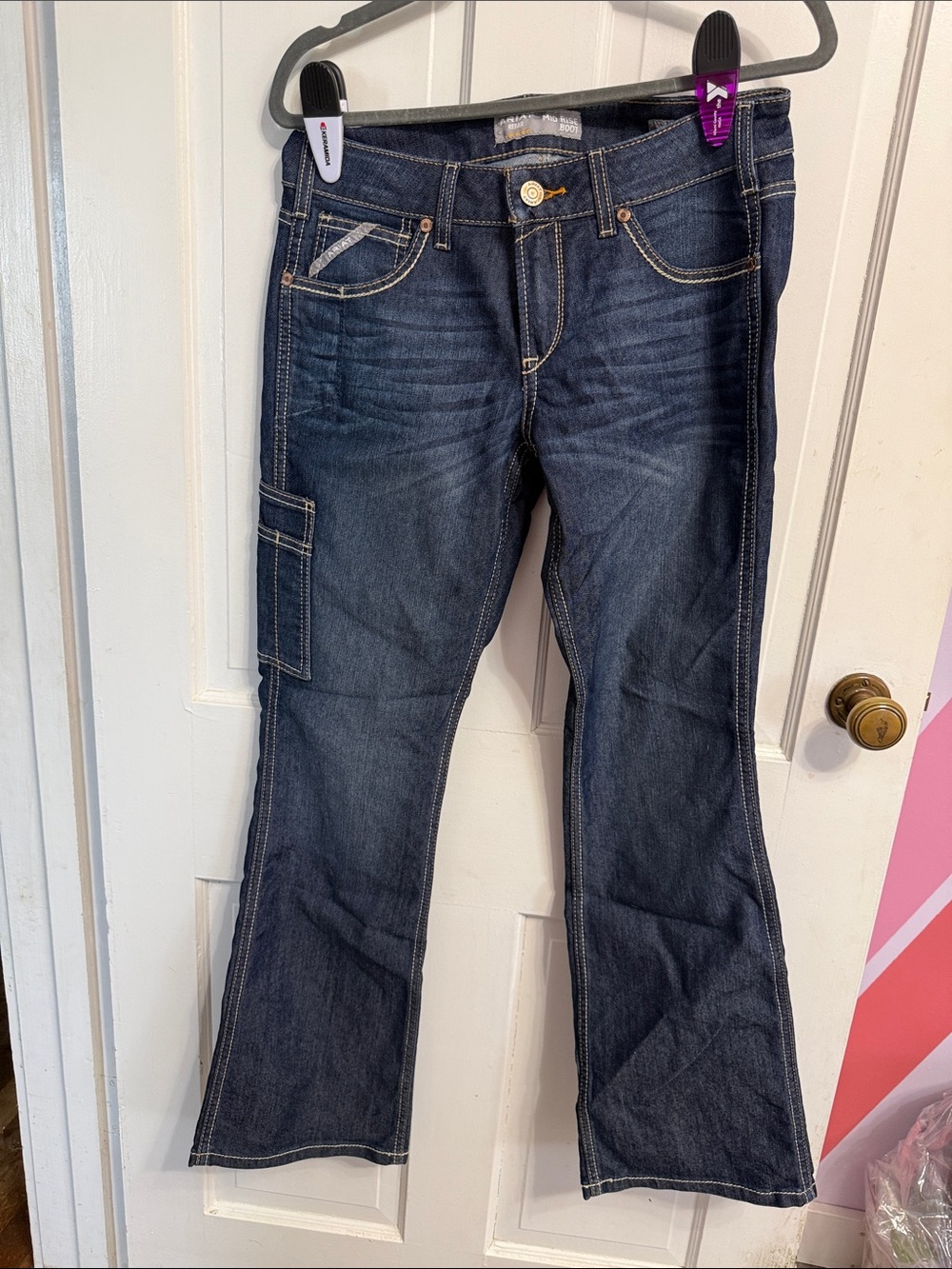Ariat Indigo Flare Jeans with Side Cargo Pocket